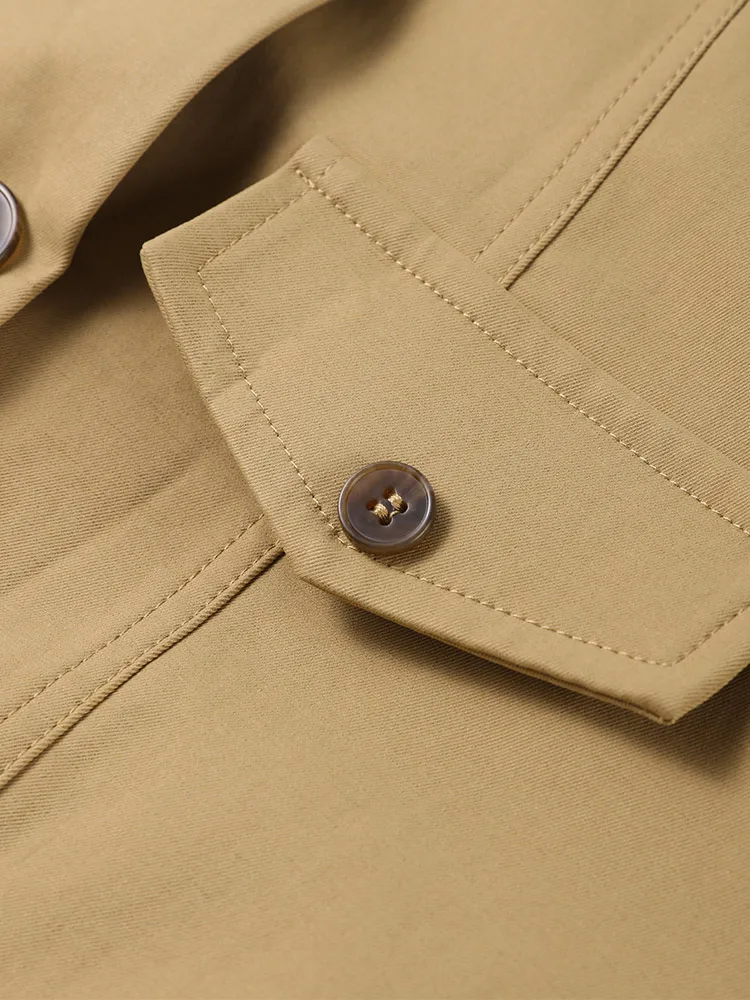 Epaulet Stehkragen Taillierter Windbreaker Damen Eleganter Langarm Einreihiger Bomber-Mantel Herbst 2025 Damen-Oberbekleidung – Detail 8