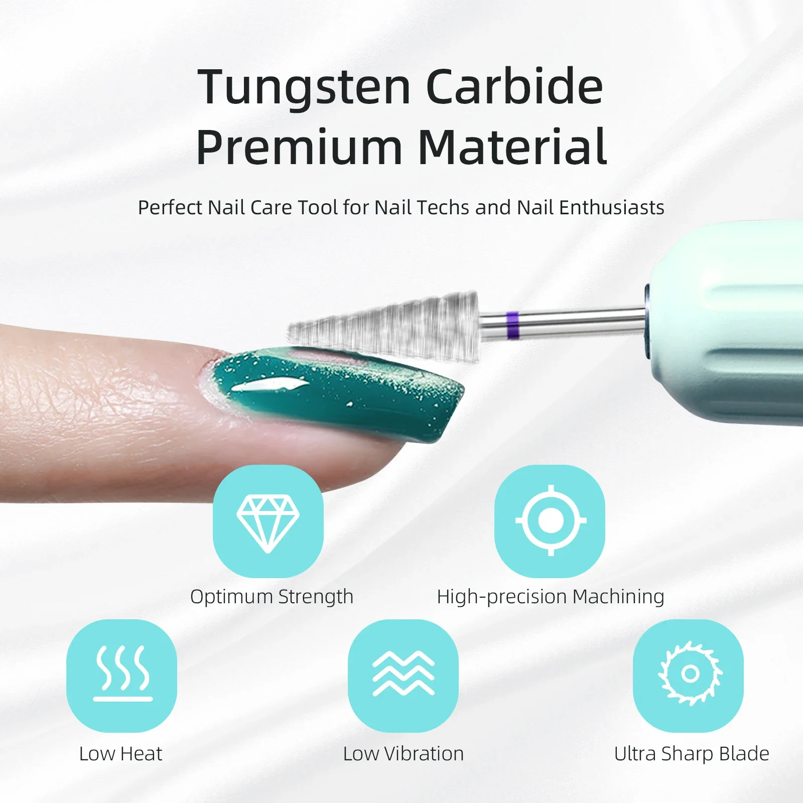 HYTOOS-brocas de carburo cónico para uñas, accesorios de taladro eléctrico profesional de corte cruzado para eliminación de esmalte de Gel, herramienta artística para uñas