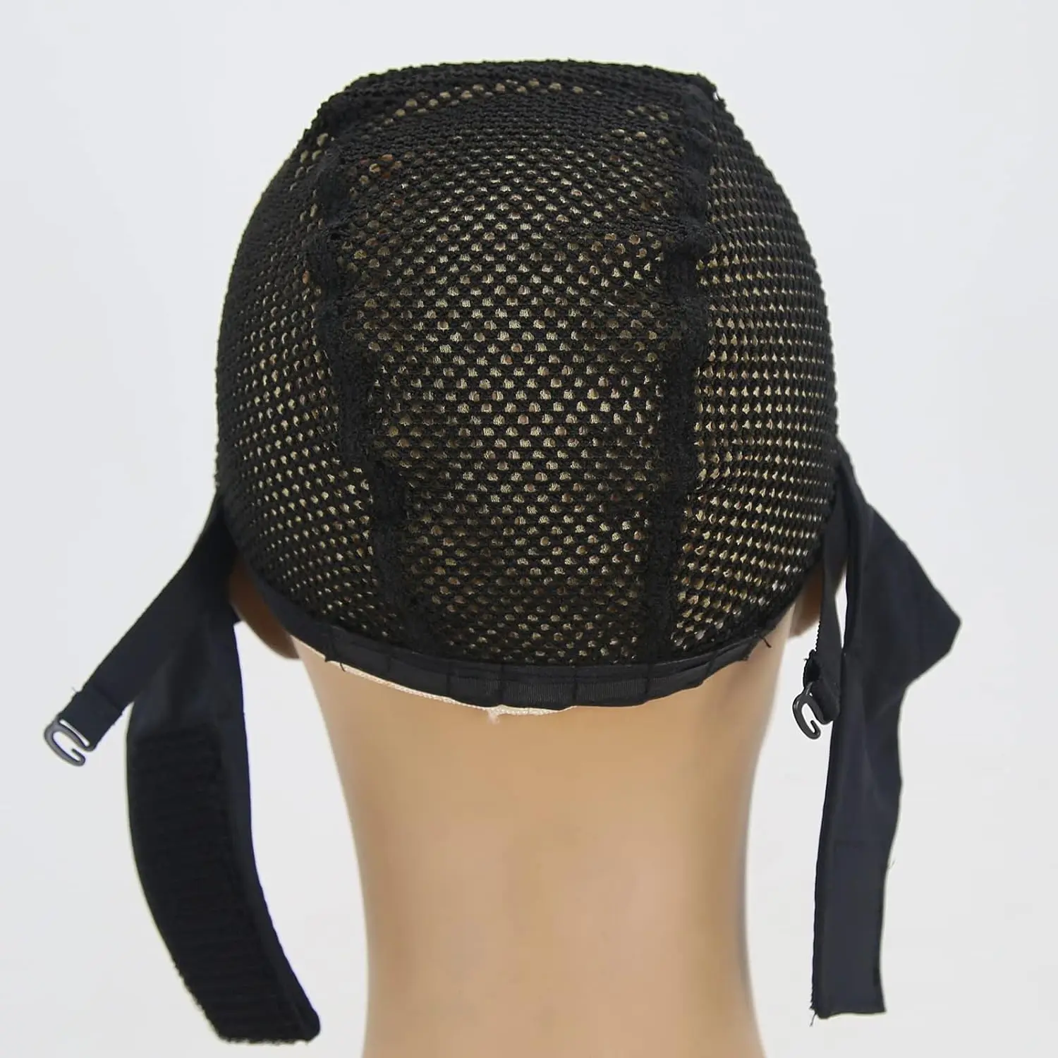 1-teilige schwarze Stirnband-Perückenkappe, verstellbare große Loch-Perücken-Griffkappe, Eisseidenmaterial für die Herstellung von Stirnband-Perücken – Detail 10