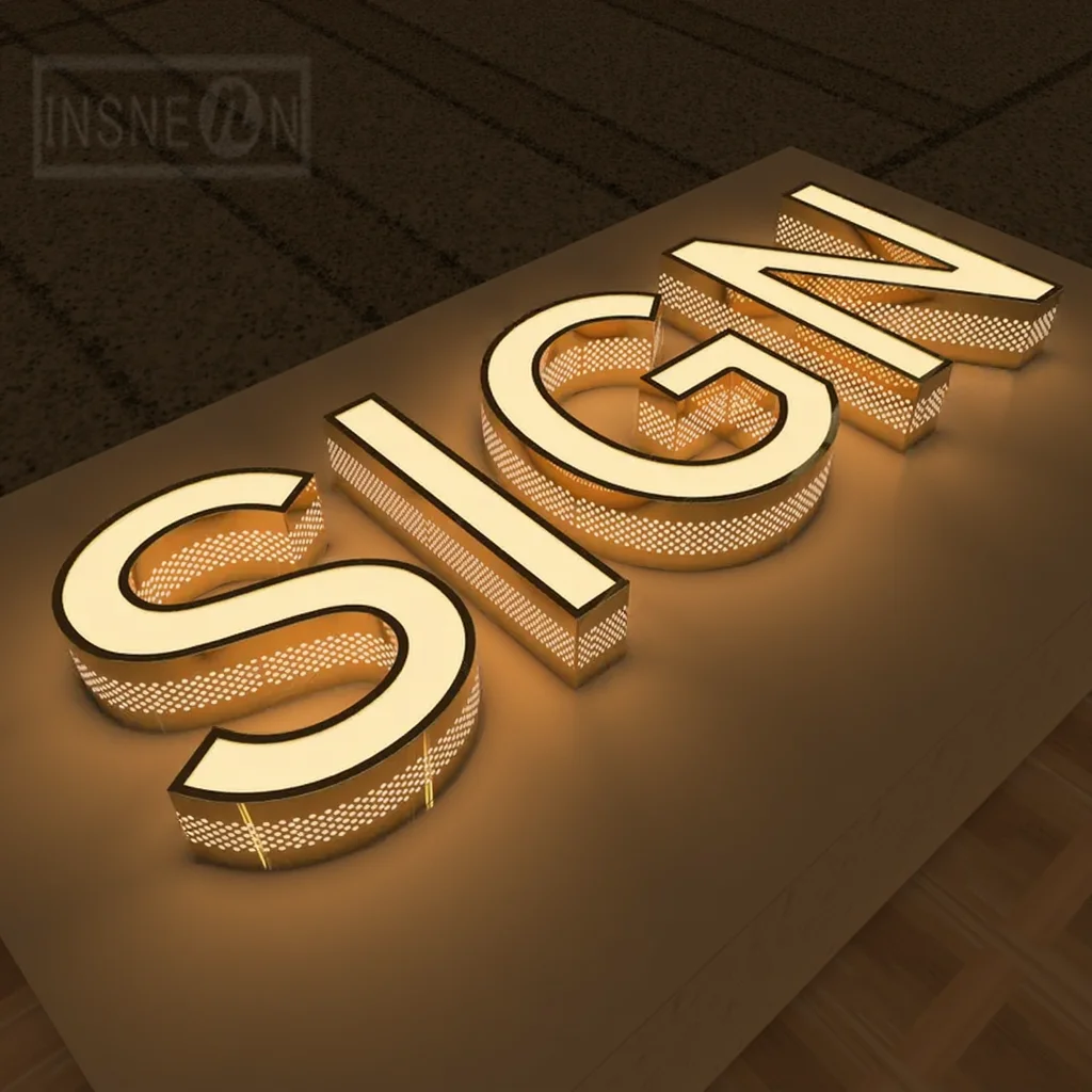 Custom Punching Holes Lighting Letter Sign 3D LED Channel Letter Led Signs for Business Outdoor Outdoor Advertising Signboard