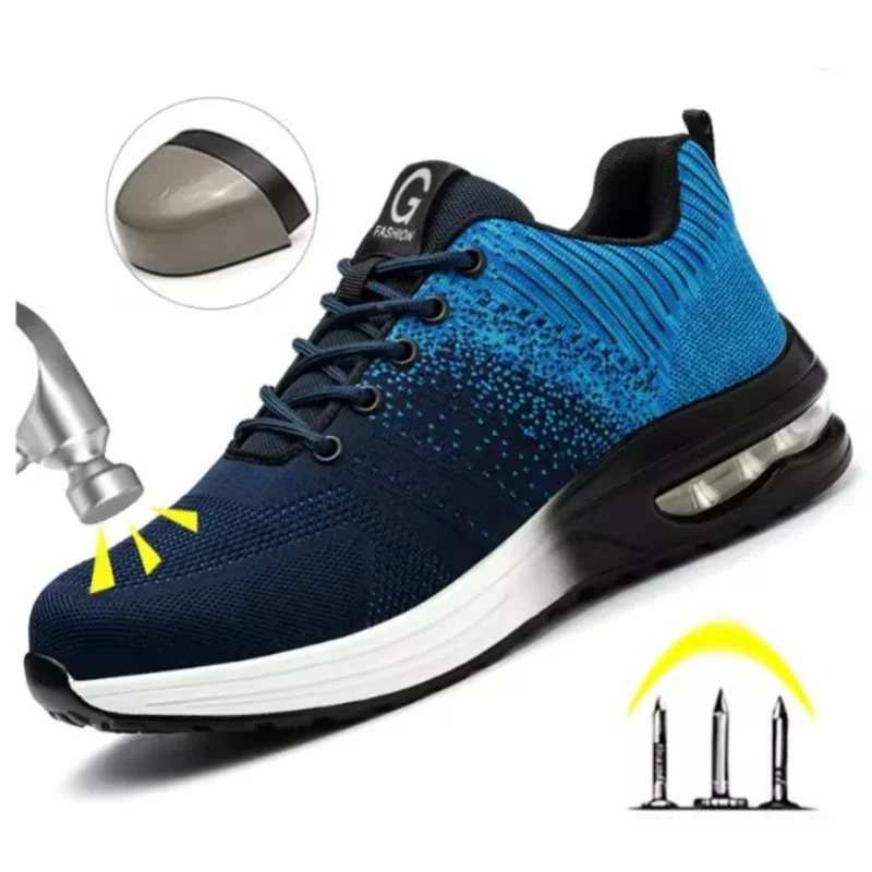 المضادة للثقب أحذية السلامة الواقية وسادة هوائية أحذية أمان العمل الرجال النساء تنفس العمل حذاء رياضة مكافحة سحق الصلب تو الأحذية #2