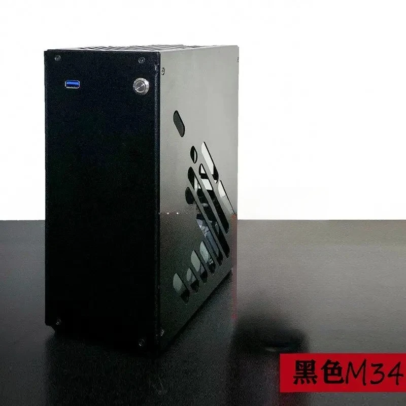 M34 mini portable all aluminum side transparent A4ITX chassis, 1U power supply with unique display HTPC desktop K39 M24