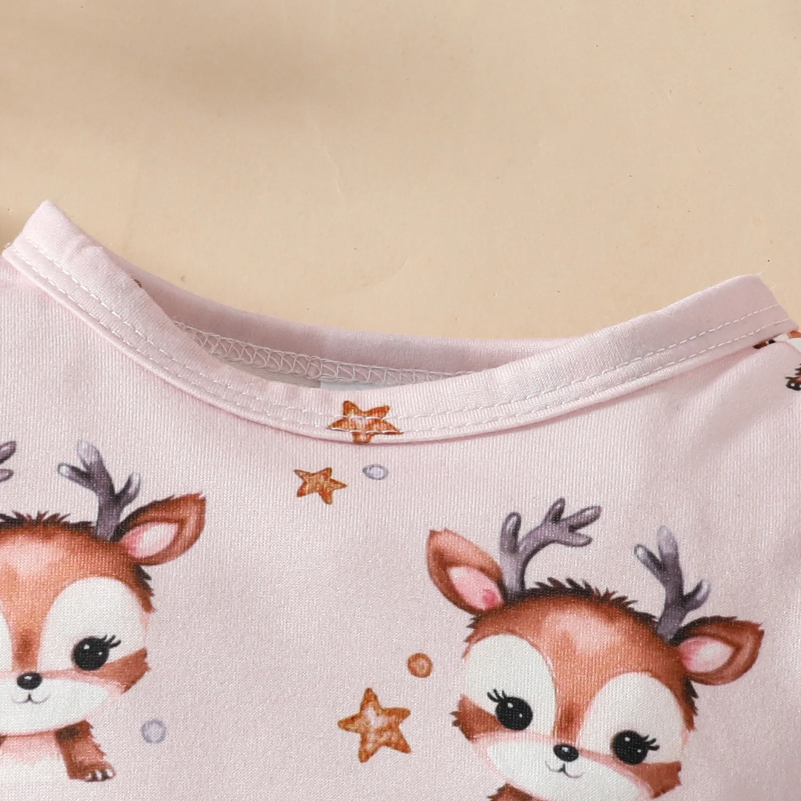 Prowow Baby Girl Christmas Outfits Clothes 3pcs Cartoon Deer Printed Bodysuit+Red Velvet Dress For New Year Baby Costume 2025