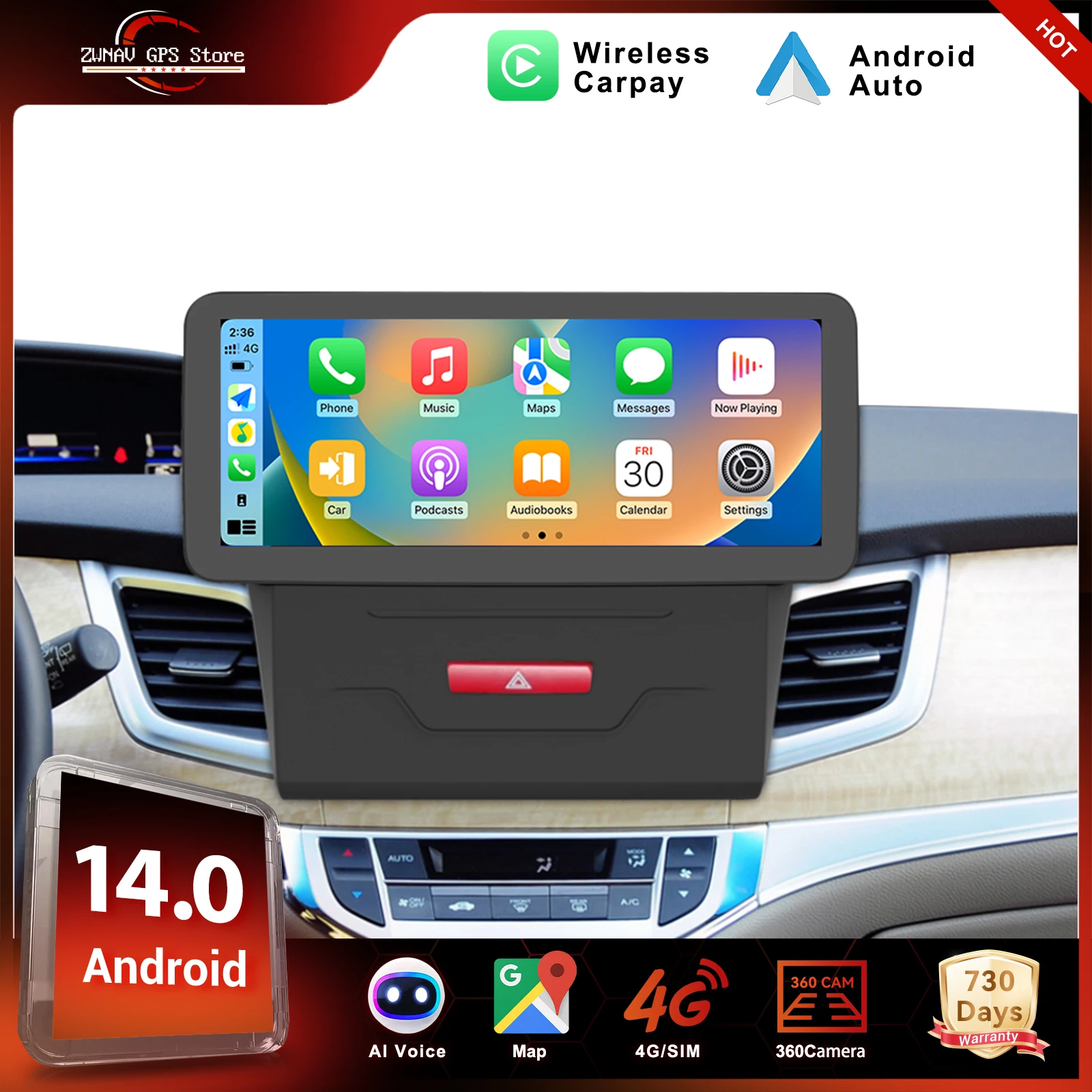 ZWNAV Android 14 Car Radio For Mazda Atenza 2014-2016 Wireless CarPlay Android Auto DSP Sound GPS Navigation WIFI 4G System