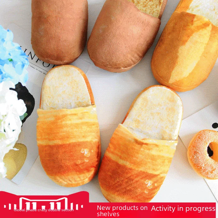 Winter Realistic Plush Food Toy Bread Burger Brioche Anti-slip Soft Bottom Household Shoes