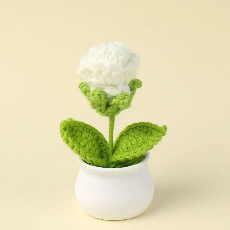 Bubble Rose Potted Knit Plant Cute Toys Purple Red Blue Plants Stuffed Plush Cartoon Toys for Boys Girls Christmas Birthday Gift