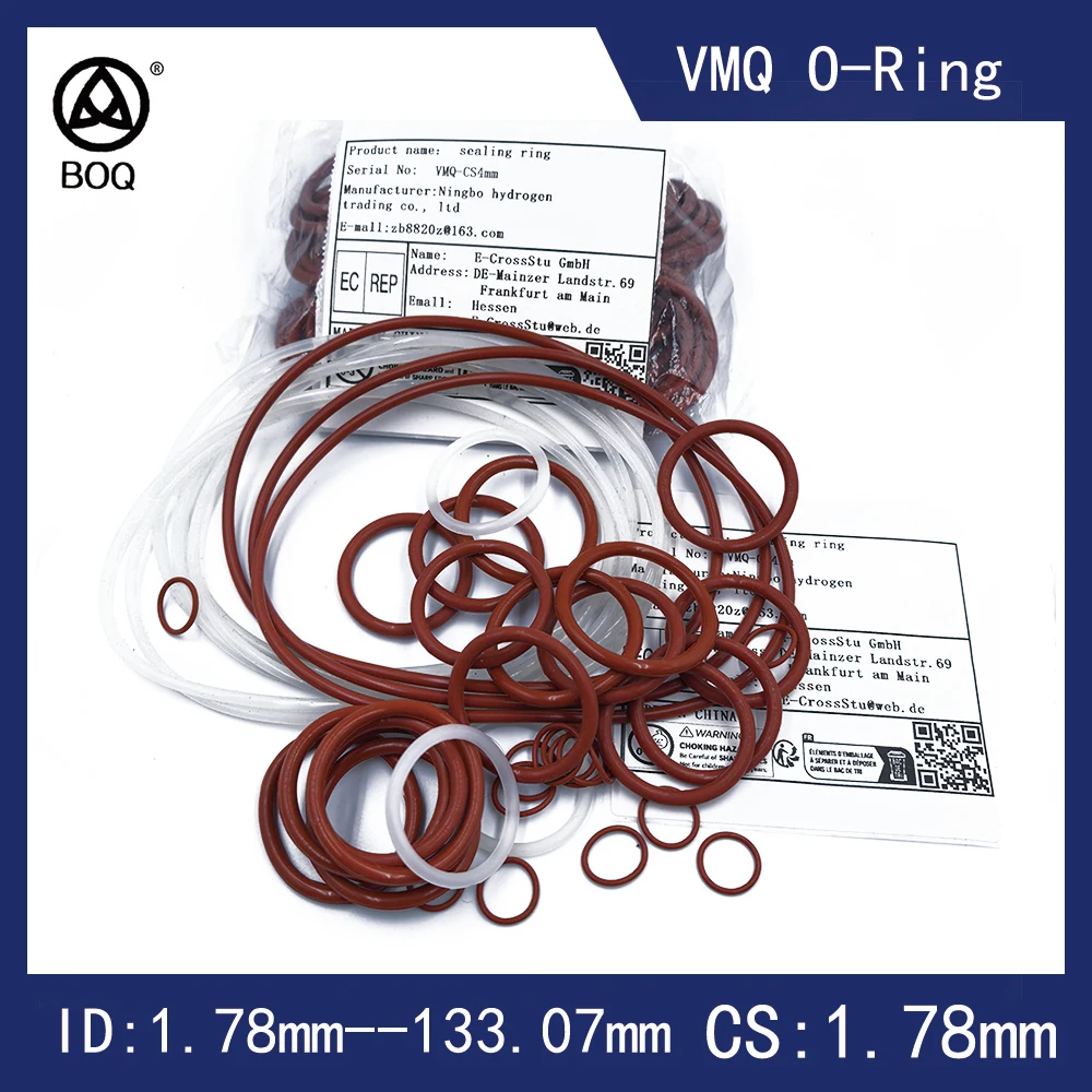 

CS 1.78 VMQ Red Silicone O-Ring mm ID 1.78 mm-133.07mm Thickness Food Grade Waterproof Insulated Sealing Ring for Industrial Use