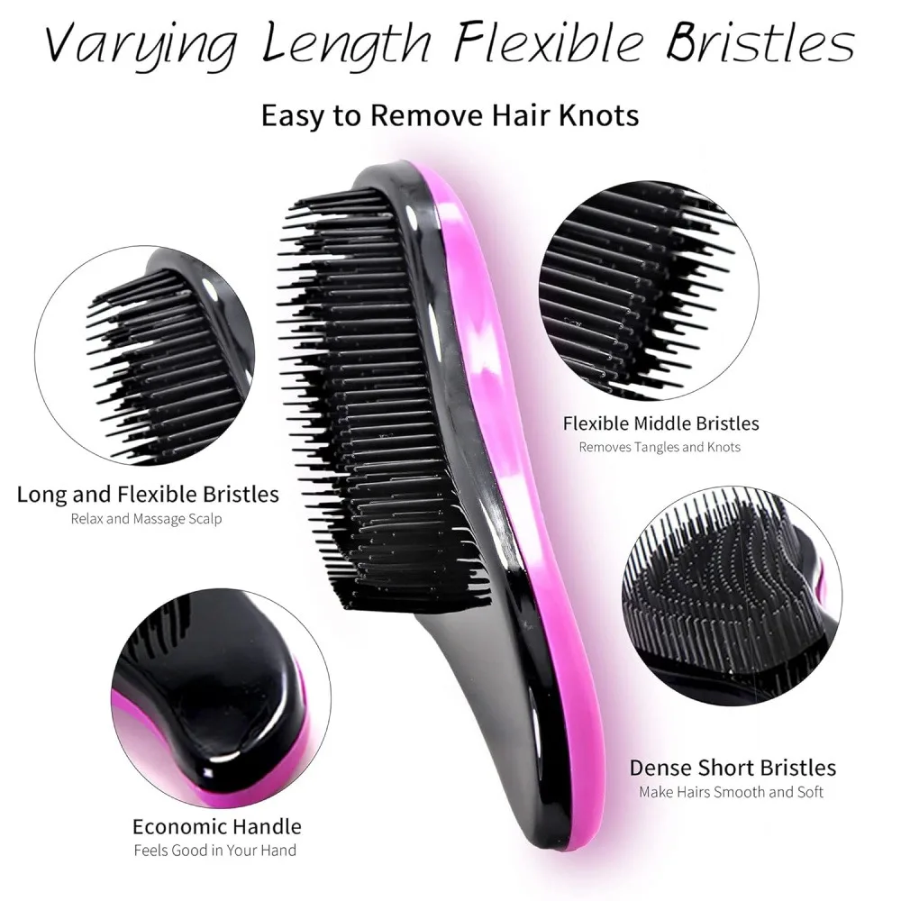 Hair Brush, Anti‑Static Scalp Massage Hair Comb, Smooth Painless Hair‑Smoothing Brush for Home Daily Use, 1‑Pack Assorted Random Color
