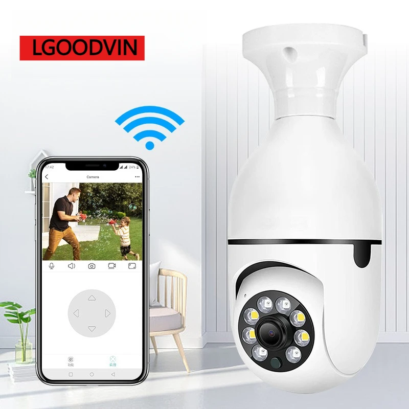 LGOODVIN A6 HD Light Bulb Camera 360 Panoramic Home Security Baby Monitor Indoor