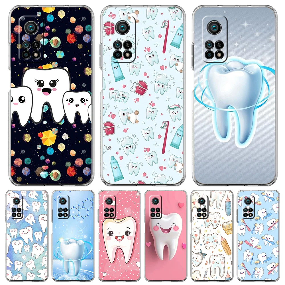 Transparent Phone Case for Xiaomi Mi 14 13 12 11 Ultra 13T 12T 11T Poco X3 NFC F3 F6 Pro Lite 5G Soft TPU Shell Dentist Tooth