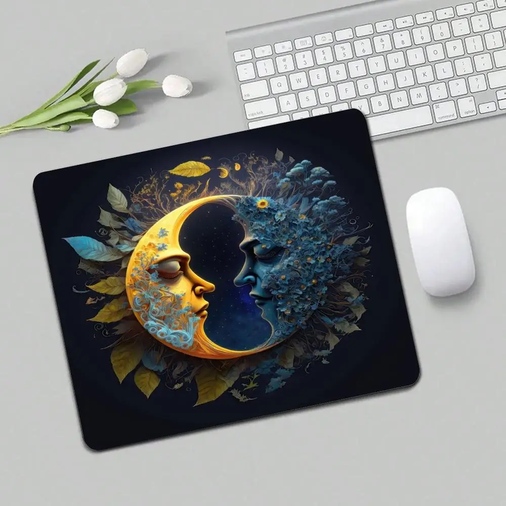Fantastica luna illustrazione creativa piccolo tappetino per mouse tappetino da scrivania tappetini da gioco bordo cucito antiscivolo adatto per ufficio e giochi