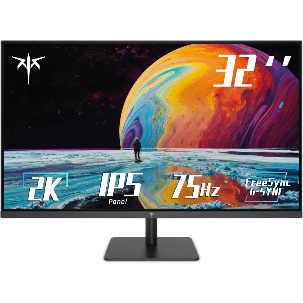 32 Inch 2K Computermonitor, Ips 1440P-Monitor Met Ultradunne Randen, Hdr10, Freesync/G-Sync, Hdmi/Dp-Poorten,