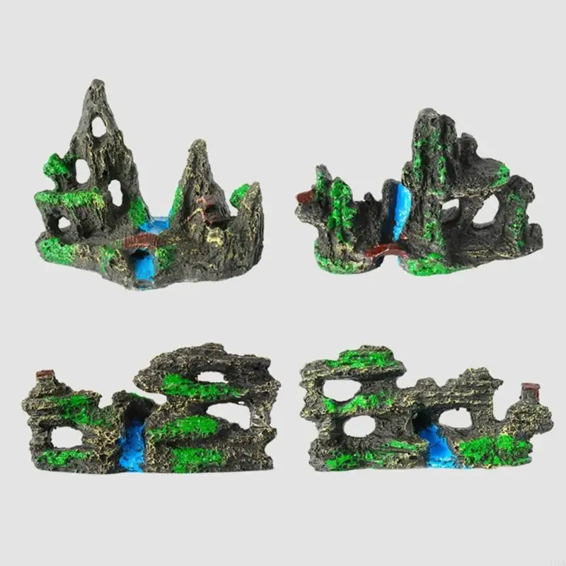 11UA Resins Mountain Aquariums Decoration Natural Underwater Artificial Landscape for Pet Resting and Playing