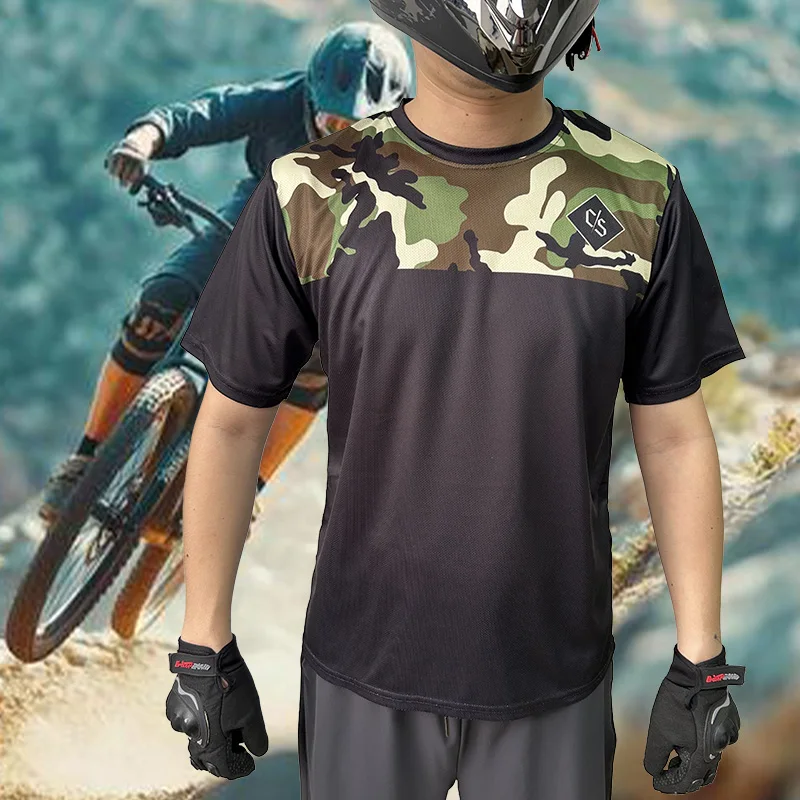 

Real shot men's loose rider short-sleeved jersey BMX enduro shirt MTB mountain bike T-shirt breathable and quick-drying