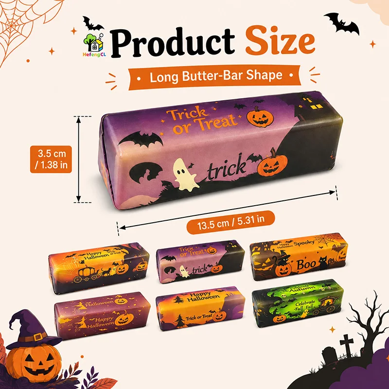 Halloween Long Bar Squeeze Toy Pumpkin Bat Print Stretchy TPR Toy Halloween Party Favor Holiday Decor Gift