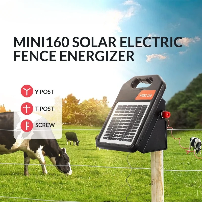 202510 Miles Solar Electric Fence Charger with Day or Night Mode, 0.11 Joule Portable Solar Fence Charger for Livestock