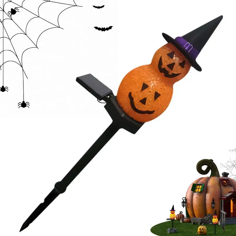 Halloween Hat Pumpkin Stakes Lights Waterproof Solar Walkway Lights LED solar powered lamp Outdoor Graden Lawn party decor