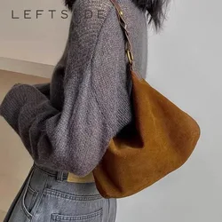 LEFTSIDE Korean Fashion Women Small Shoulder Bag Lady Handbags and Purses 2023 Winter Retro PU Leather Crossbody Hobo Bag