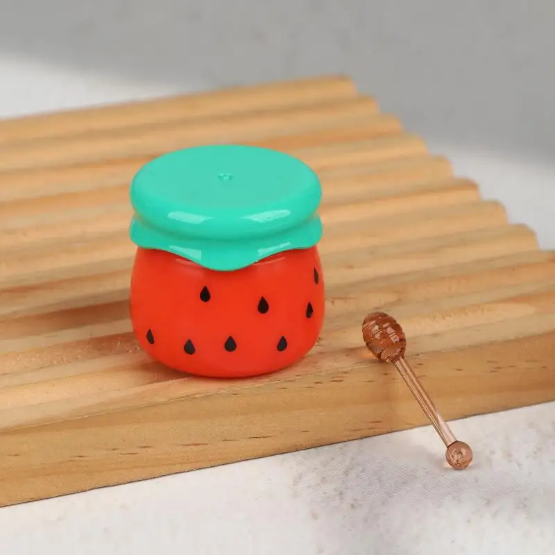 1 Stück Niedlicher Wassermelonen-Lippenbalsam-Behälter, Leeres Lippenmasken-Gefäß mit Mini-Honigstab, Lippenstift-Verpackung, Mini-Kosmetikspender – Detail 4
