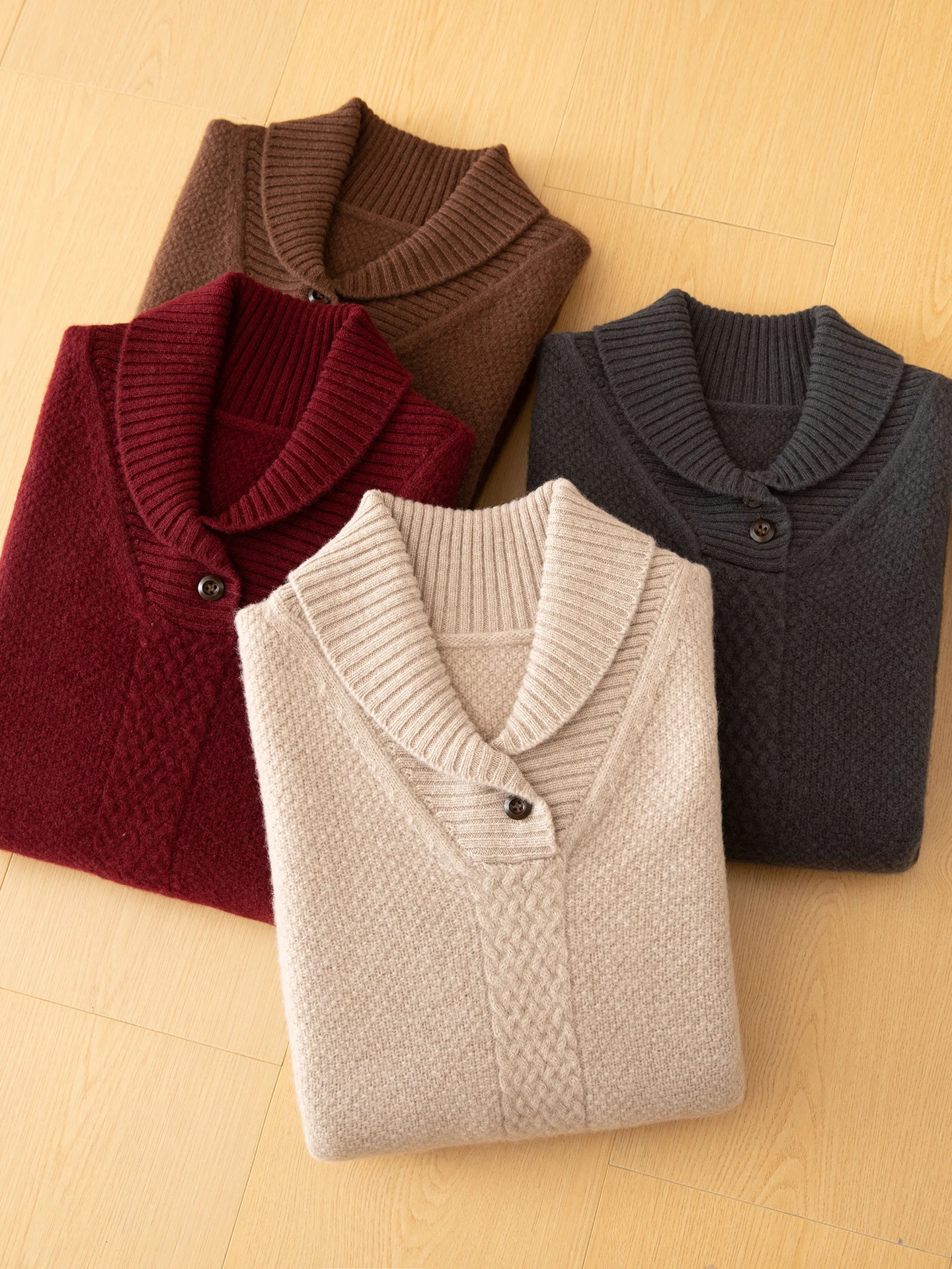 Sweter Wol Merino 100% Pria Model Terbaru Musim Gugur Musim Dingin Rajutan Pullover Kasual Lengan Panjang Pakaian Atasan Tebal Jumper Kasmir