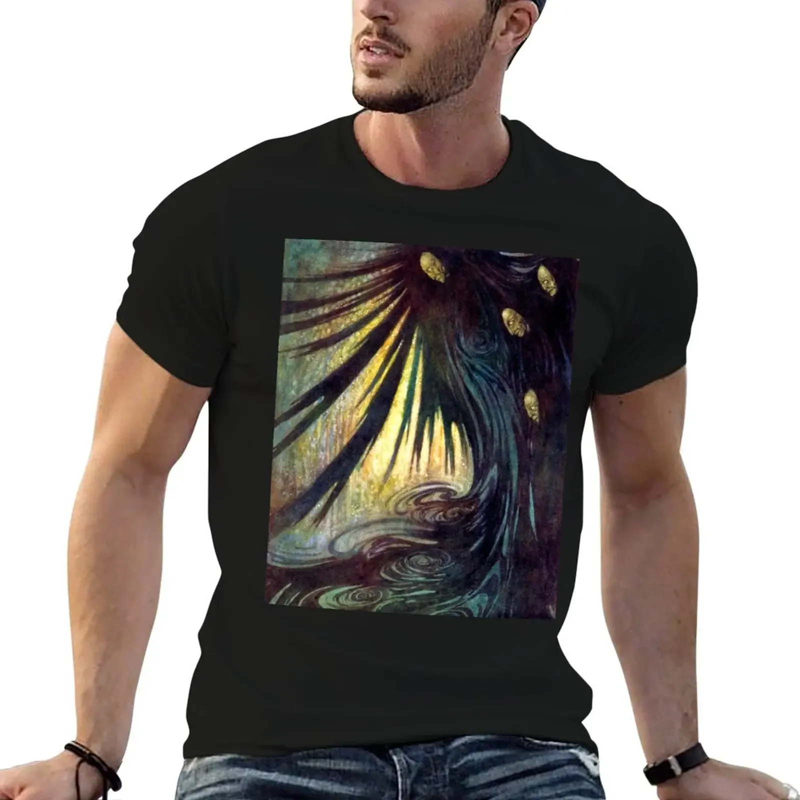 The Haunted Palace - Edmund Dulac for Edgar Allan Poe T-Shirt sweat quick drying aesthetic clothes men t shirts high quality