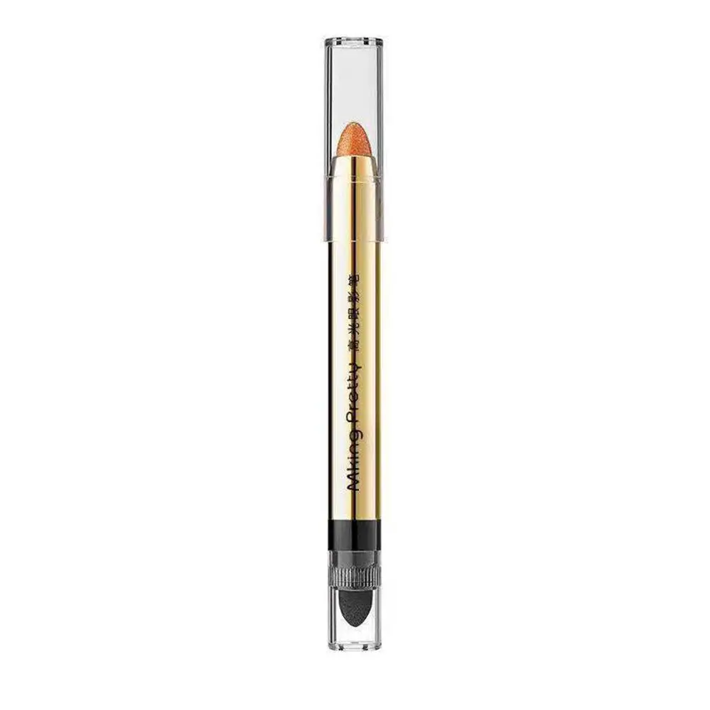 Neuer Doppelkopf-Lidschatten stift glänzender Diamant Eyeliner Gold Lidschatten-Brechung stift liegend lila Bleistift Seidenraupe grün glitt x0h6