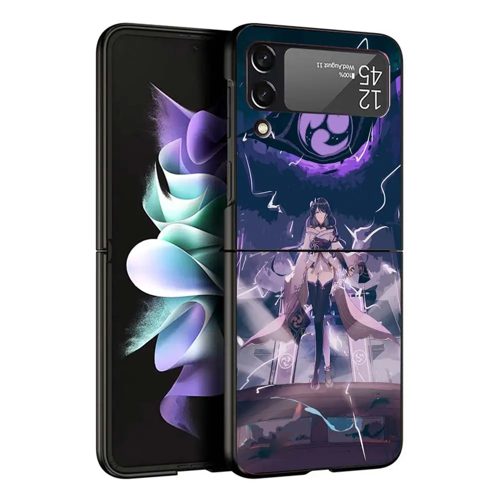 Coque de téléphone Raiden Shogun Genshin Impact, coque rigide en PC, coque arrière antichoc pour Samsung Galaxy Z, Flip6, 5G, Flip5, Flip4, Flip3, ZFlip, 6, 3, 4, 5