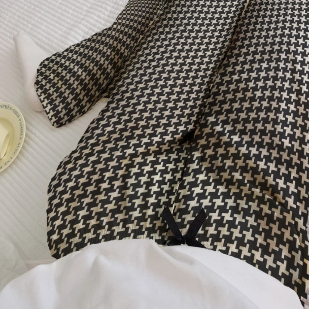 

Soft Stripe Plaid Casual Pants Women High Waist Pajamas Sweet Trousers Wide Leg Nightwear Girls’ Sleepwear Students