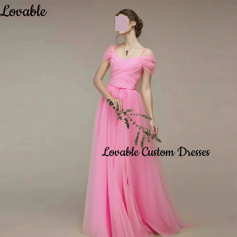 Robes de soirée personnalisées, ligne a, épaules dénudées, longueur au sol, pour femmes, élégantes, luxe, à volants, fermeture éclair, manches courtes