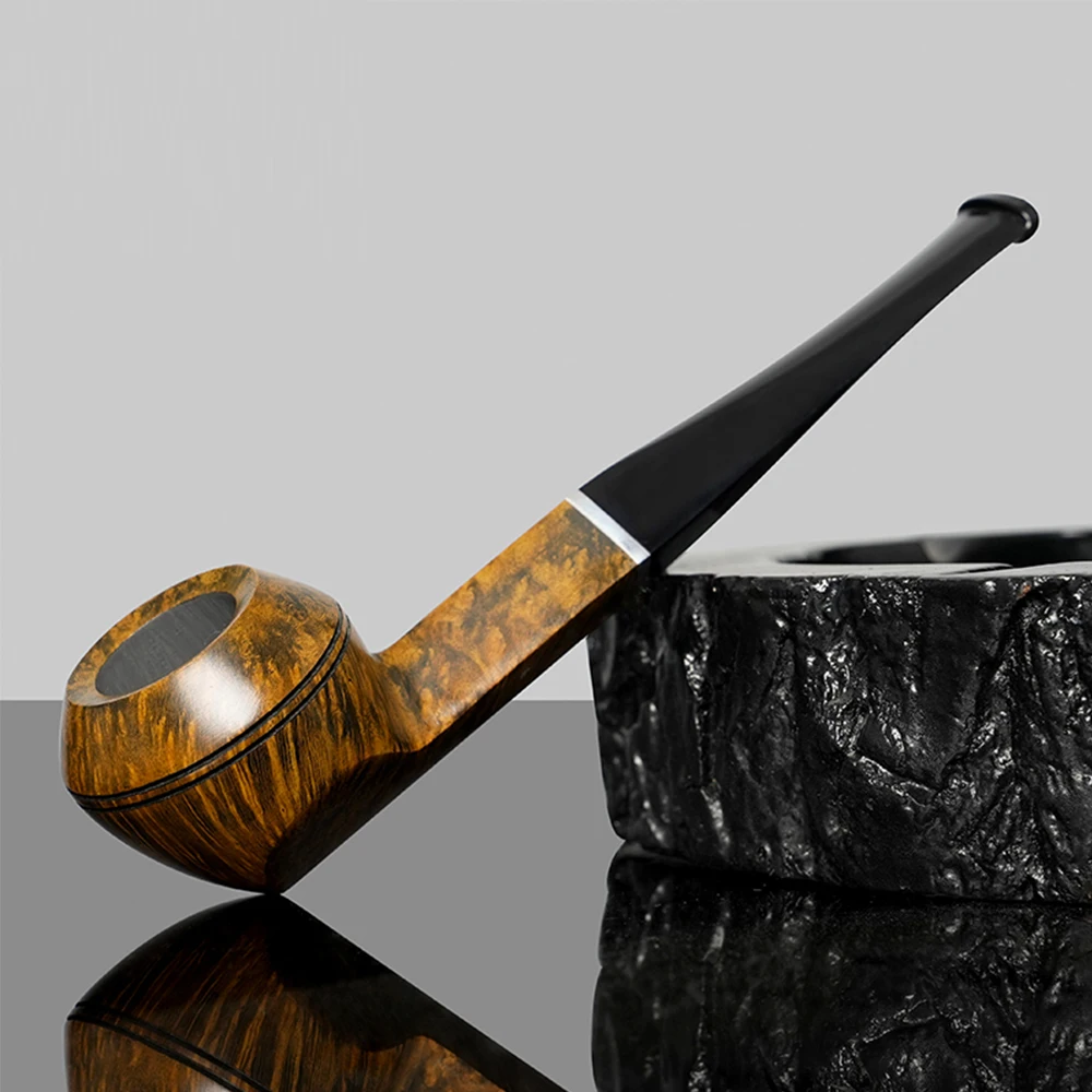 

MUXIANG Bulldog Tobacco Pipe Hand-carved Briarwood Pipe 9mm Filter The Haiti shape pipe Square pipe handle Straight handle gift