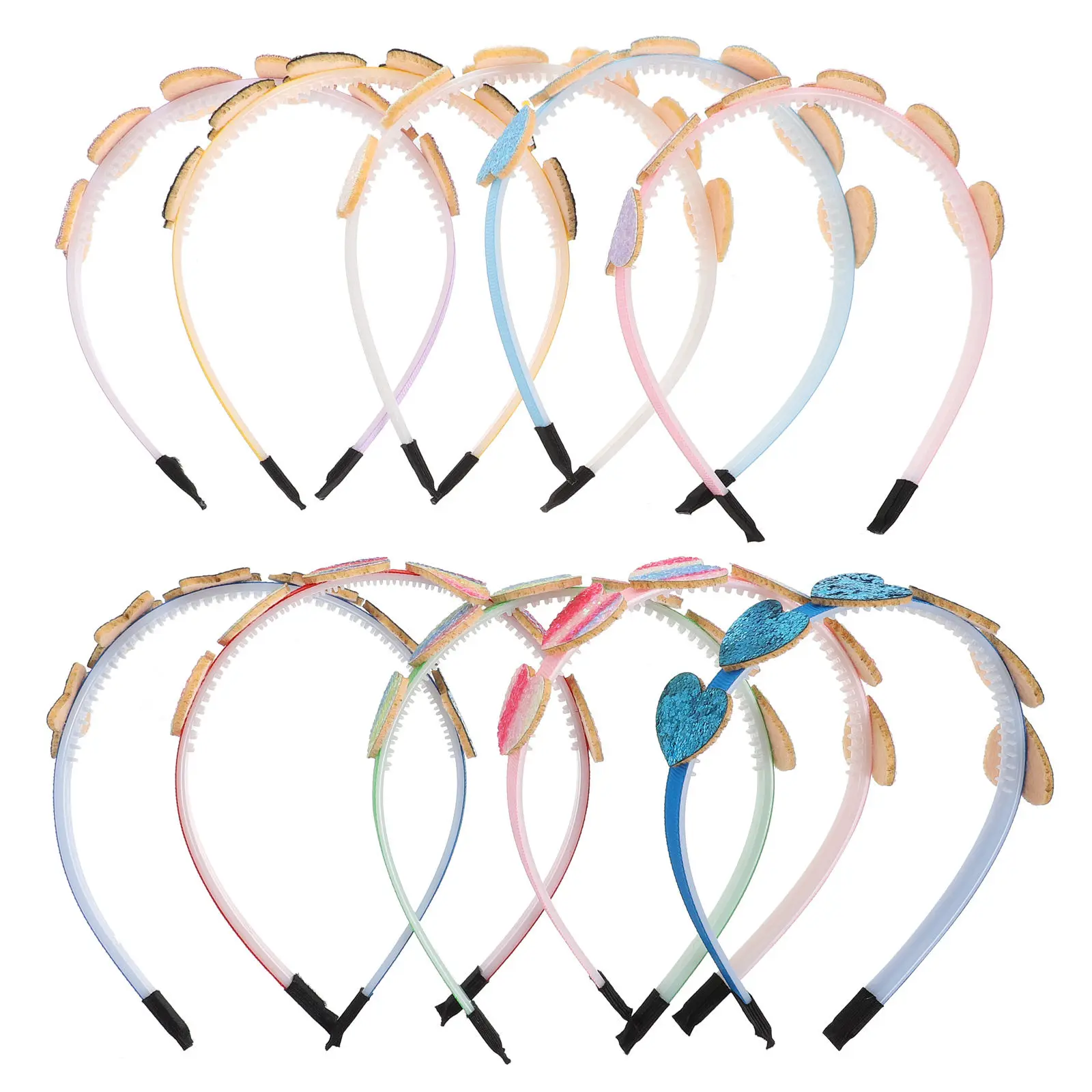 

Набор из 10 повязок на голову в форме сердца для детей, с пайетками, в стиле «луковая зелень», удобные, не вызывают усталости, для вечеринок и карнавалов