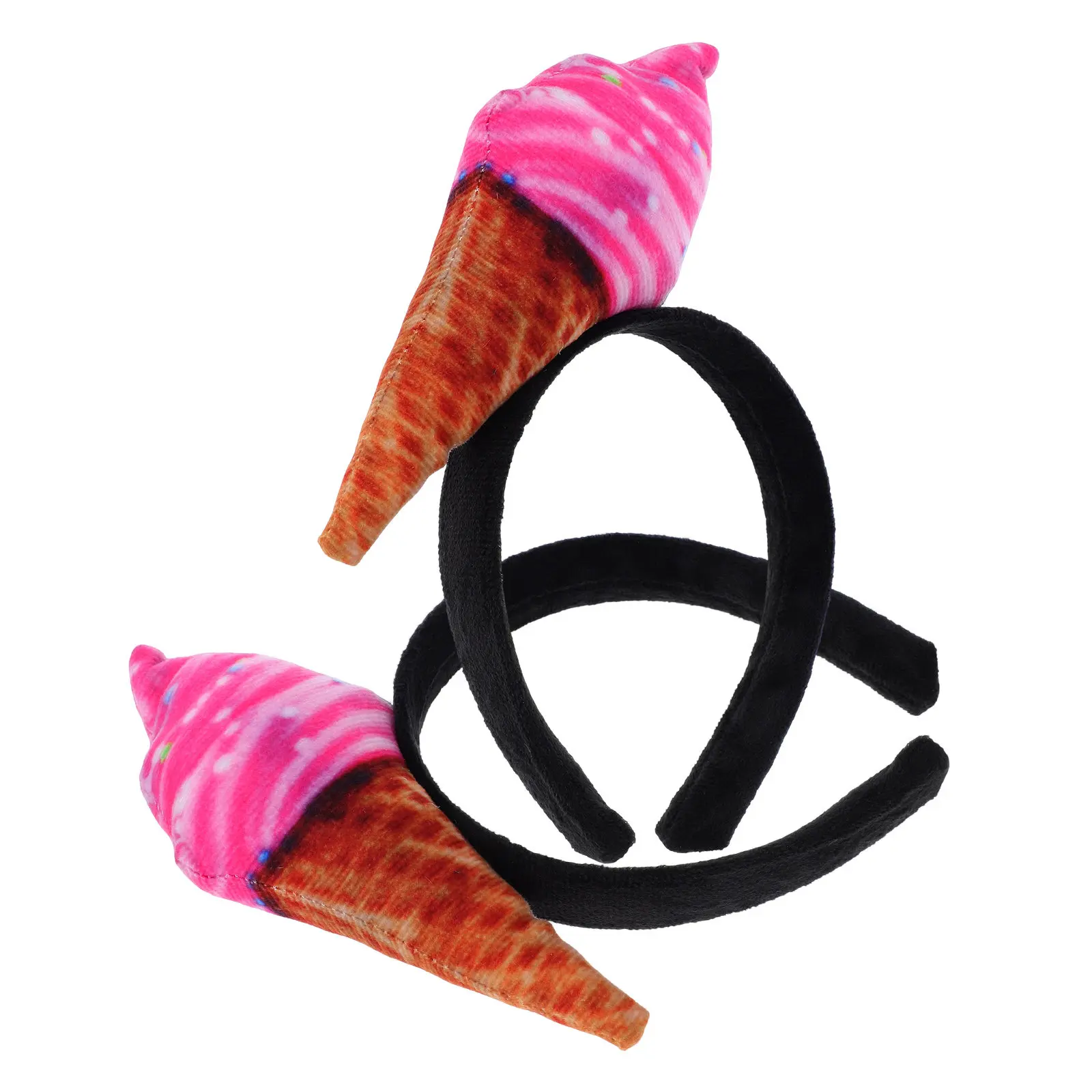 

2Pcs Ice Cream Headband Unique Nonslip Design for Face Washing Makeup Hair Accessories Party Festival Halloween Headpiece