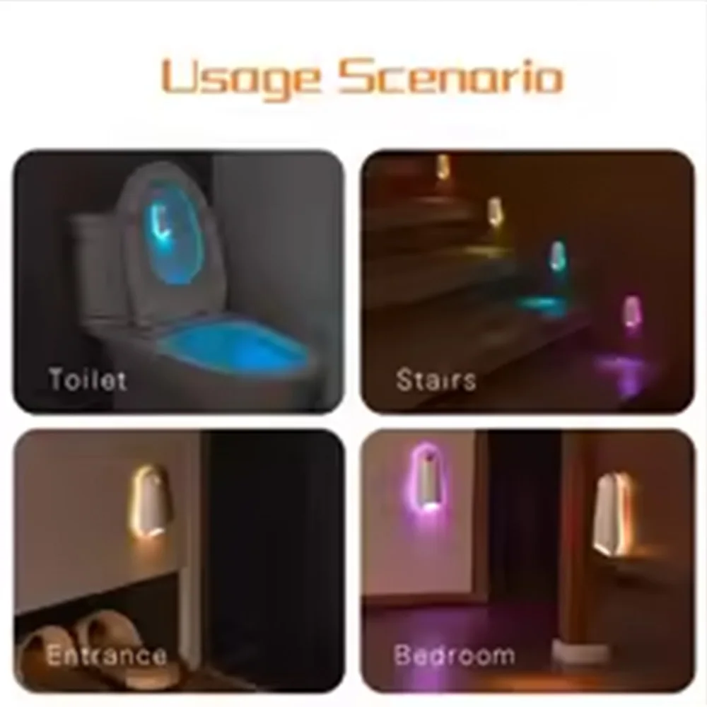 HOMEFISH Toilet Night Light Motion Sensor Light Toilet Bowl Light RGB 7Color Changing For Bathroom Decoration