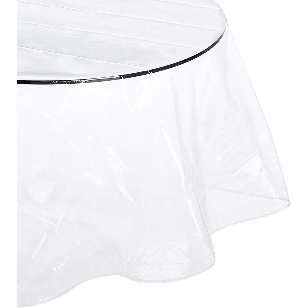 

132 Inch Clear PVC Round Tablecloth Protector for Coffee and Dining Tables - Transparent Plastic Cover
