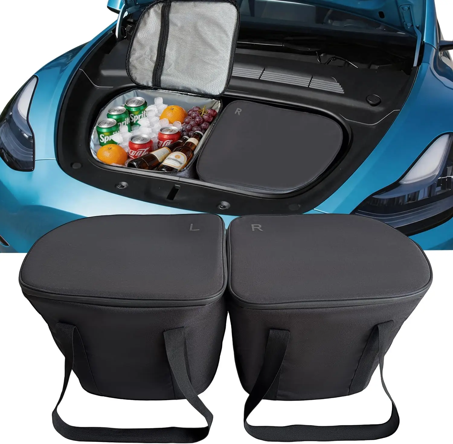 

1 Pair Frunk Cooler Organizer for Tesla Model 3 Y Insulated Waterproof Front Trunk Storage Bag with Straps Cooler Insulated Bag