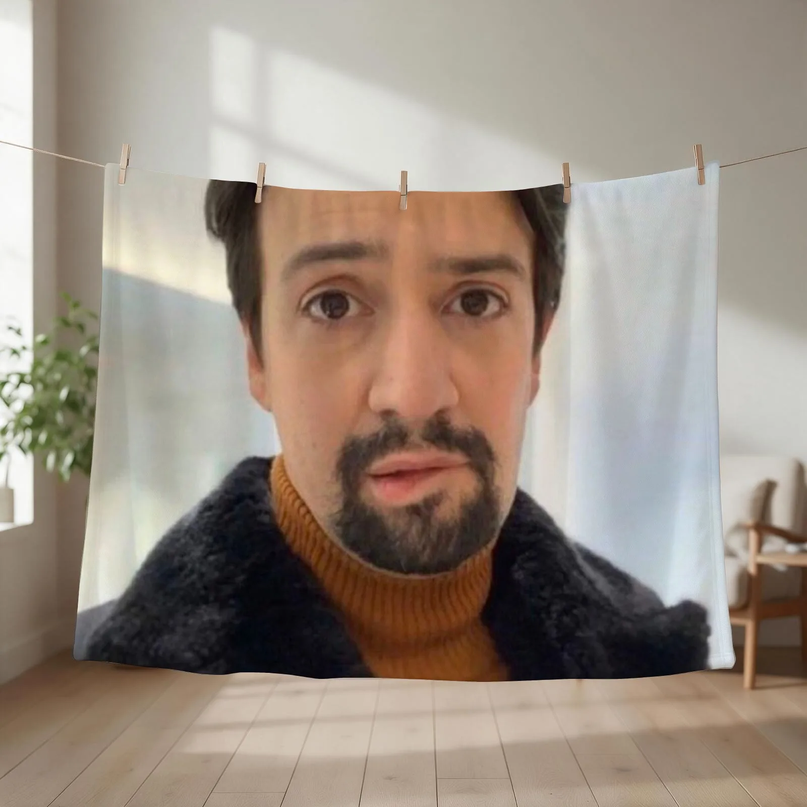 manuel miranda lip bite meme Throw Blanket couch cozy soft plush fuzzy picnic outdoor blanket