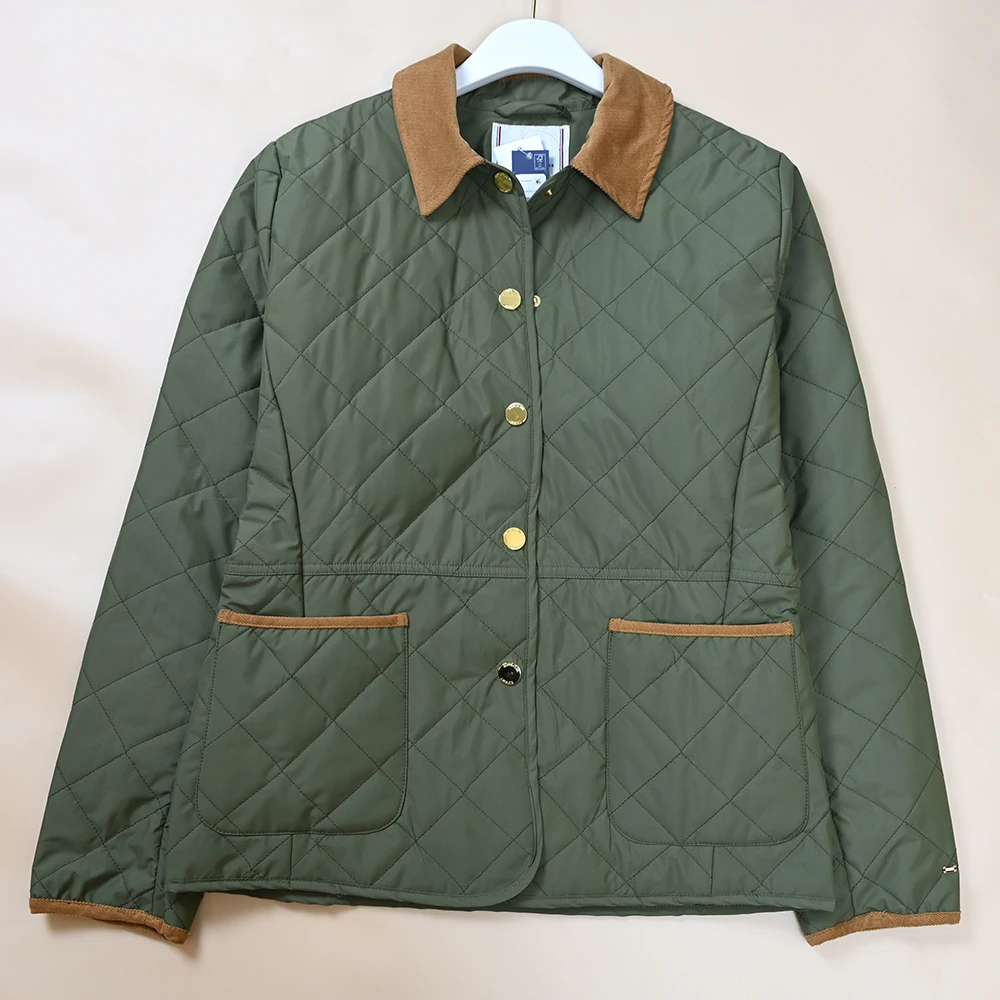 Jaet – manteau en coton léger pour femme, manteau à col Simple brodé à carreaux, Tube droit Long, pour les déplacements, nouvelle collection hiver