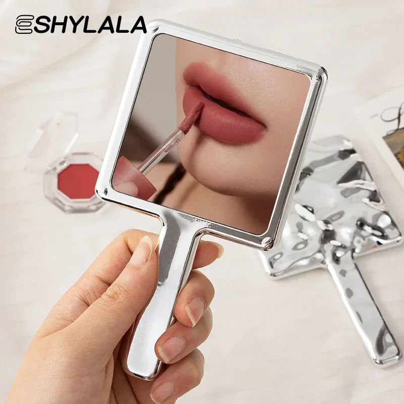 Square Handheld Makeup Mirror Liquid Shape Vanity Mirror With Handle Hand Mirror Spa Salon Compact Mirrors For Eyelash Extension