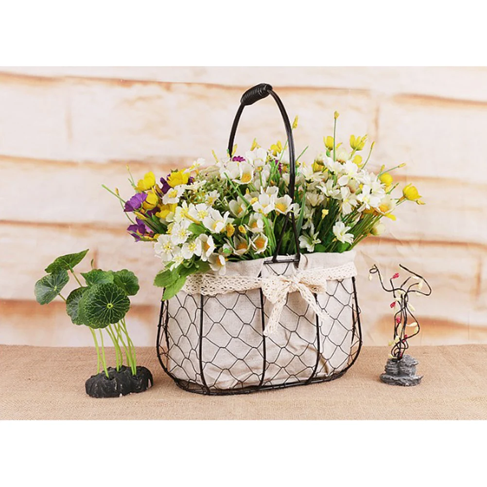 

Decorative Flower Basket for Girl Pot Wedding Baskets Bowknot Floral Decoration