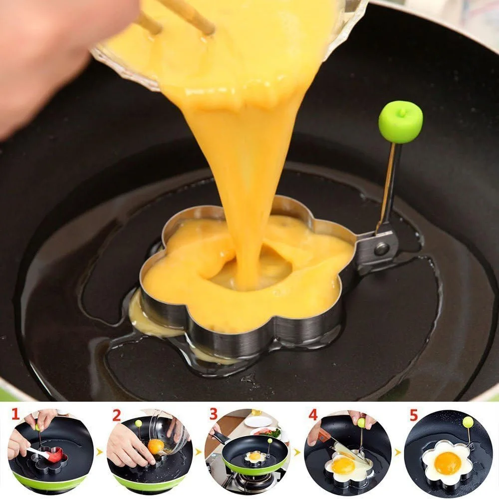 5pcs New Stainless Steel Fried Egg Molds Pancake Shaper Baking Omelette Rings Cooking Tools Kitchen Accessories Gadget