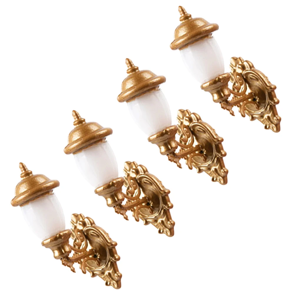 4 Pcs Dollhouse Wall Light Decor Mini Lamp Model Miniature Lights Small Tiny Abs LED Sand Table Decoration