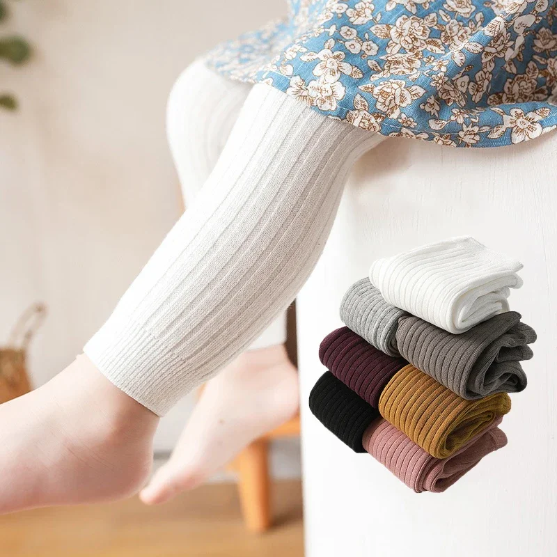 

Sweet Kids Girls Knitted Pants Solid Leggings For Baby Casual Children Trousers Autumn Spring stripe Cotton Warmer Infant Tights