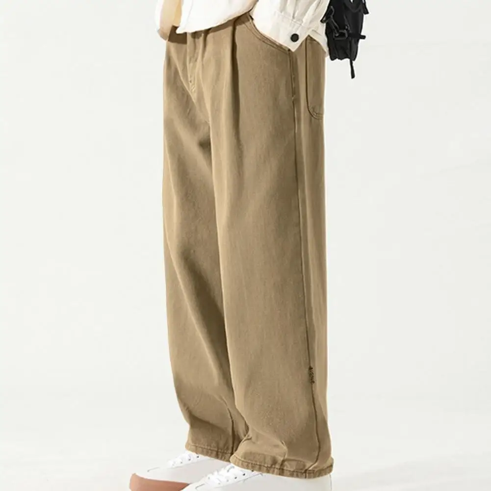 

Men's Pants Wide-Leg Retro Style Breathable Versatile Long Loose Straight Trousers Male Long Casual Pant