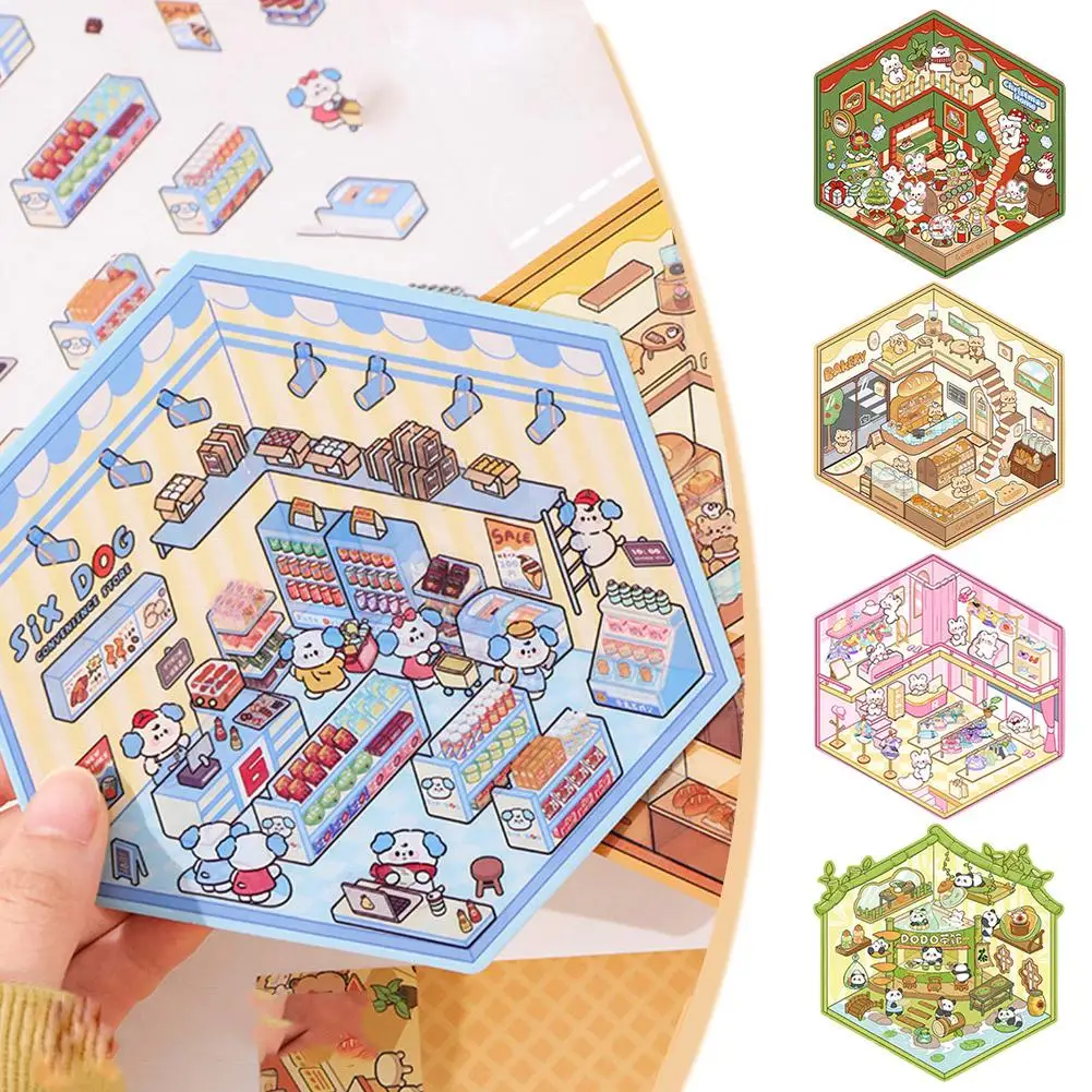 3d Storage Landscaping Stickers 3d Cartoon Miniature Scene Landscape Stickers Visual Stacking 3d Stickers For Kids S1h7