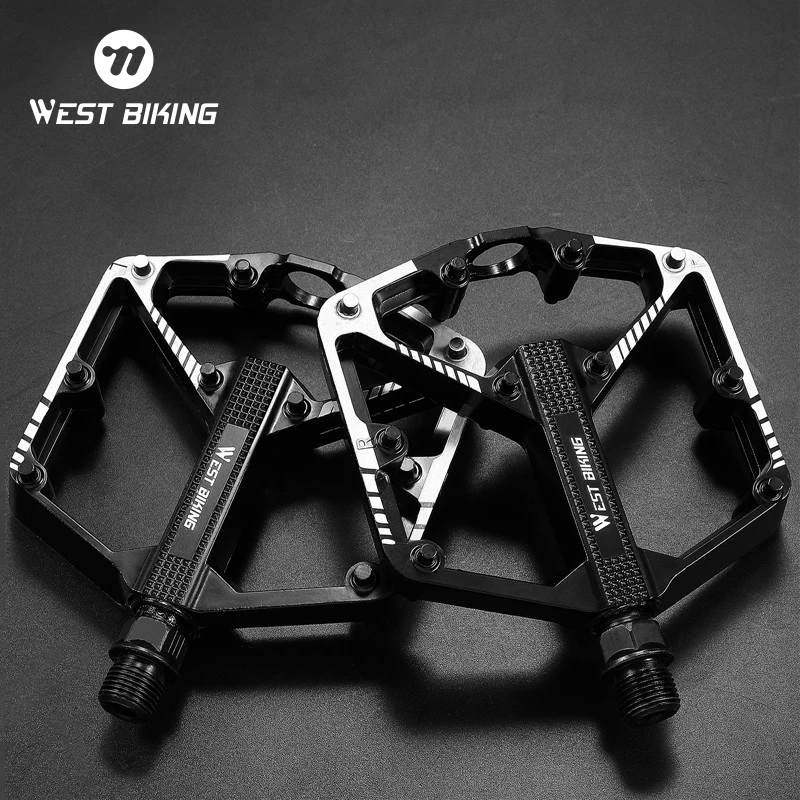 

WEST BIKING Bicycle Pedal Ultralight Aluminum Alloy Anti-Slip Bike Pedals Widen Cycling Flat Pedal MTB Road Bike Accessories