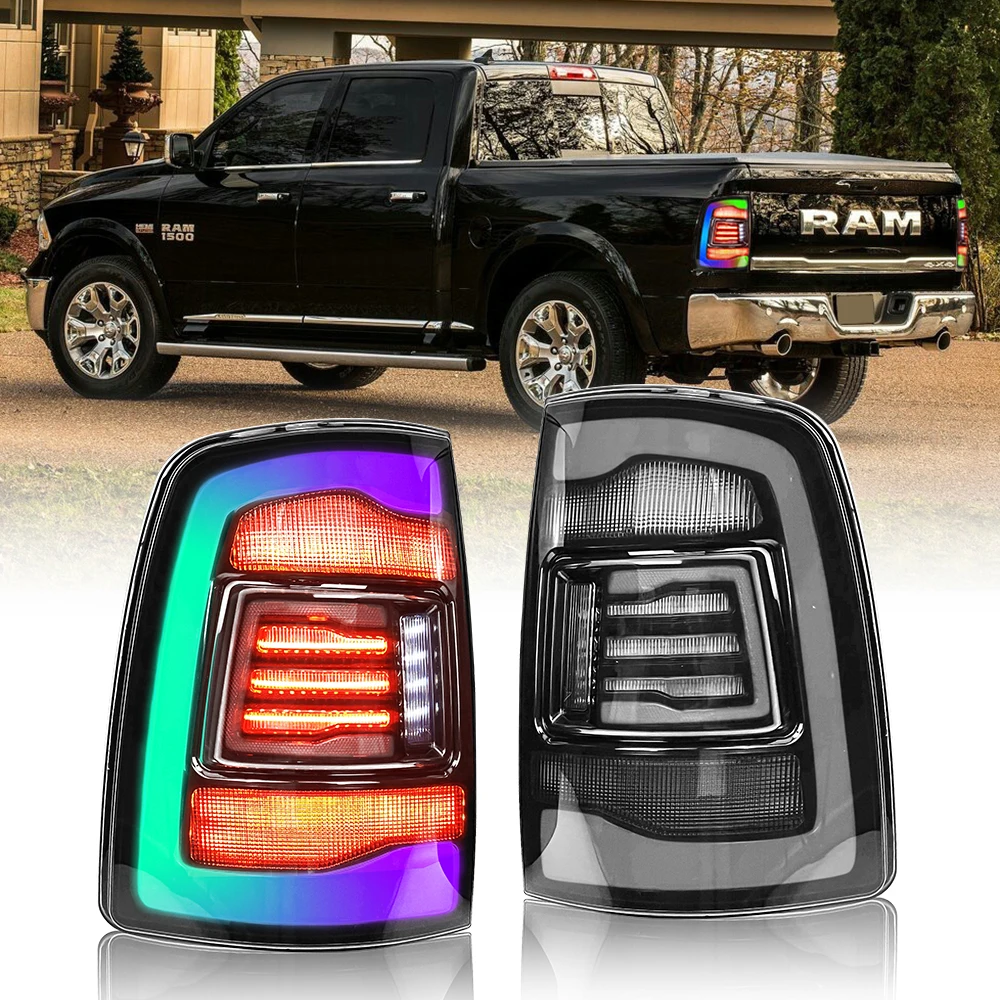 RGB Taillights For Dodge RAMS1500 2009-2018  RAM1500 2500 2013-2018 Car Start Up Animation Rear Lamp X-men taillight assemblys