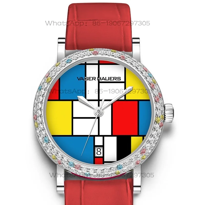 New Genuine Original Watch Female Ins Wind Natal Year Red Mechanical Watch Simple Beautiful Diamond Waterproof Women's Watch