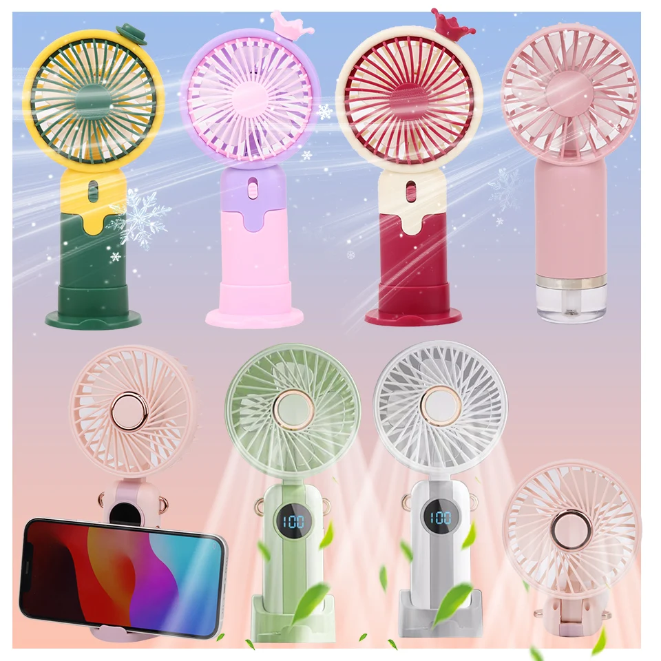 

New Handheld Spray Fan,Mini Fan USB Rechargeable Fan 5 Speed Display Screen,Baby Stroller Fan,Foldable Portable Neck Hanging Fan