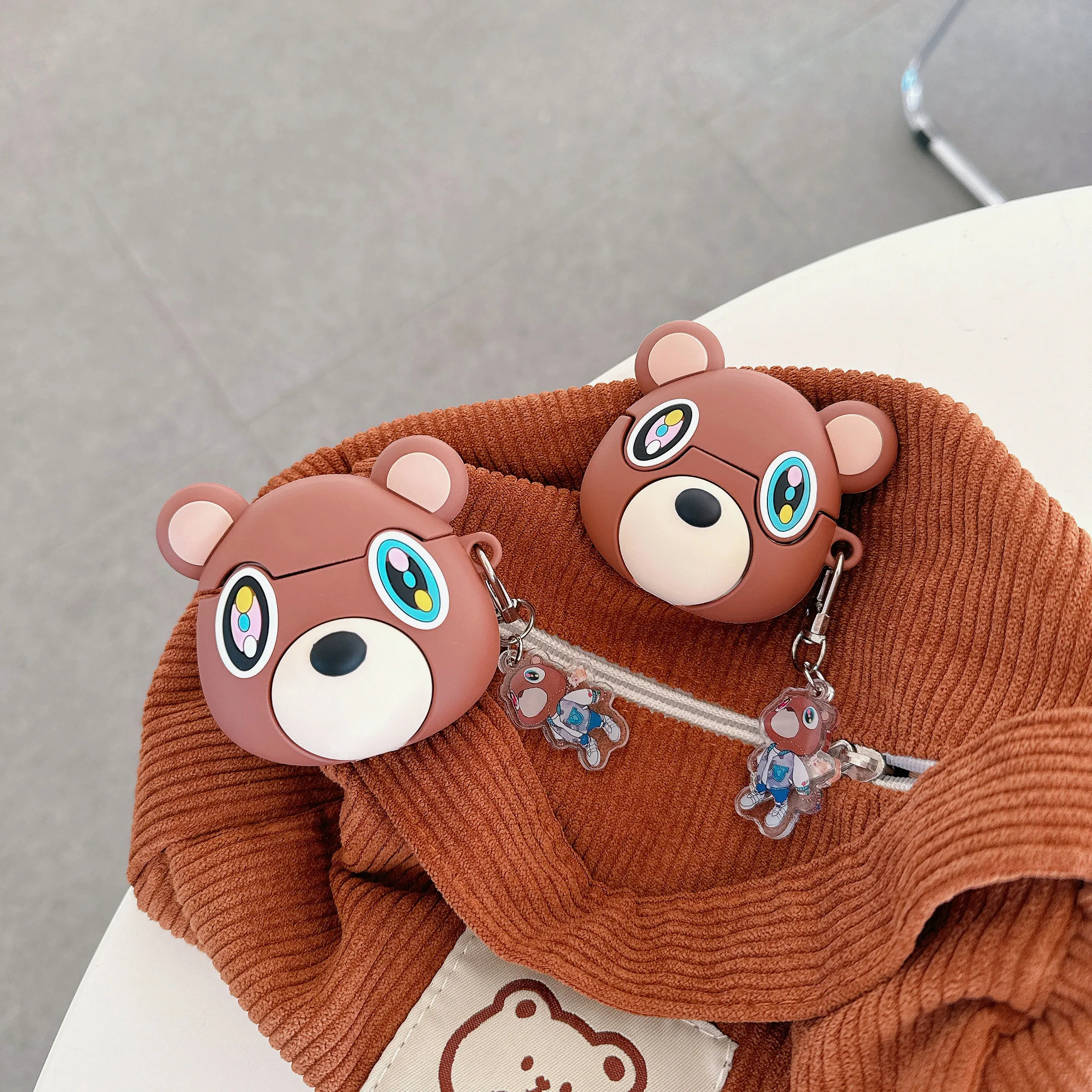 For AirPods 4 Case 3D Kawaii Kanye Dropout Bear Teddy Bear Creative Earphone Case for AirPods Pro2 1 2 3 Cartoon Silicone Cover