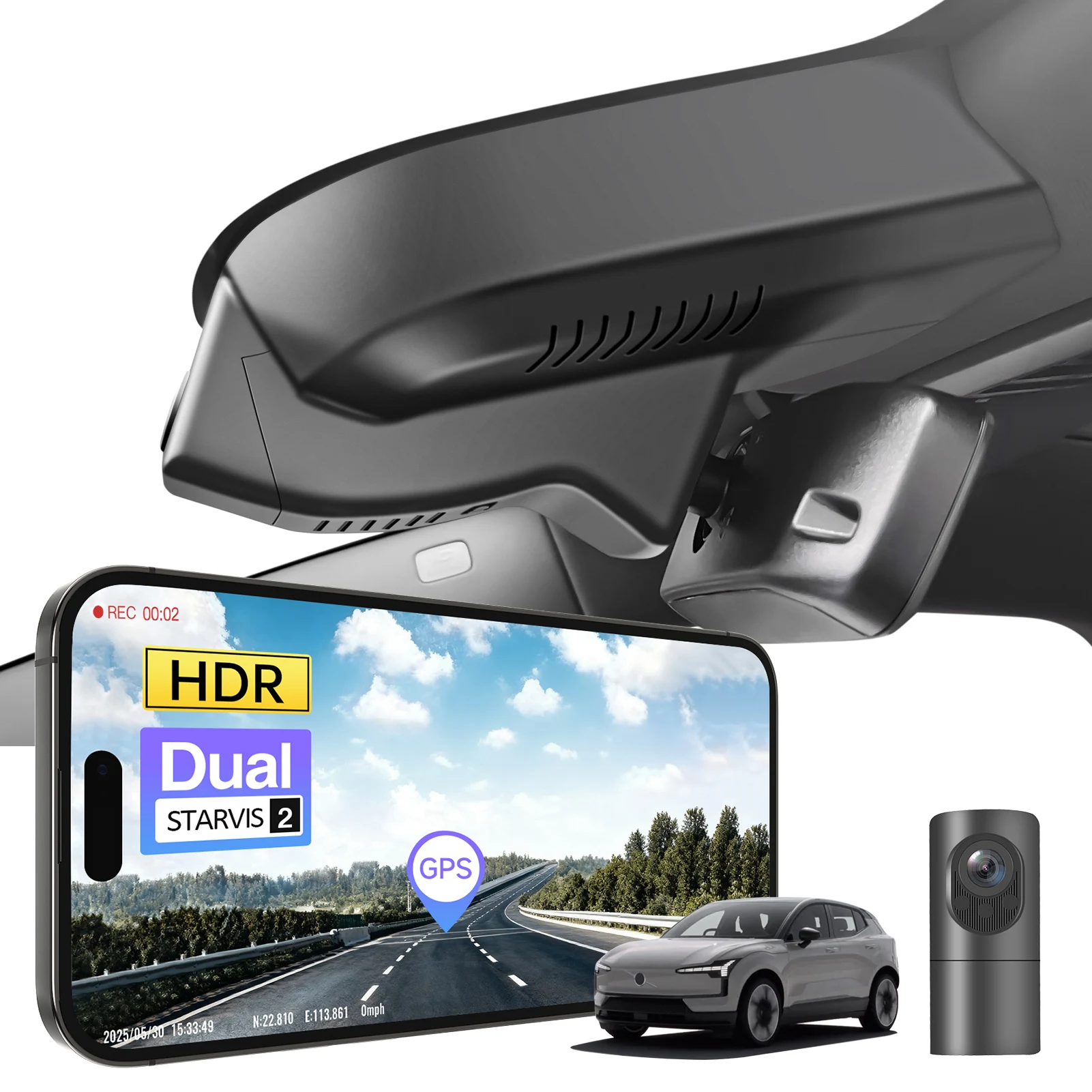 Mangoal 4K HDR STARVIS 2 Sensor Dash Cam For Volvo EX30  Dash Car Camera 2025-2026 GPS WiFi & APP 5GHz Plug and Play DashCam ﻿